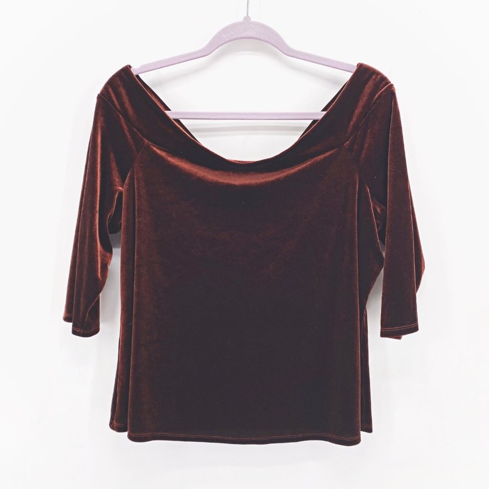 Modcloth Cafe Parfait‎ Velvet Off the Shoulder Top